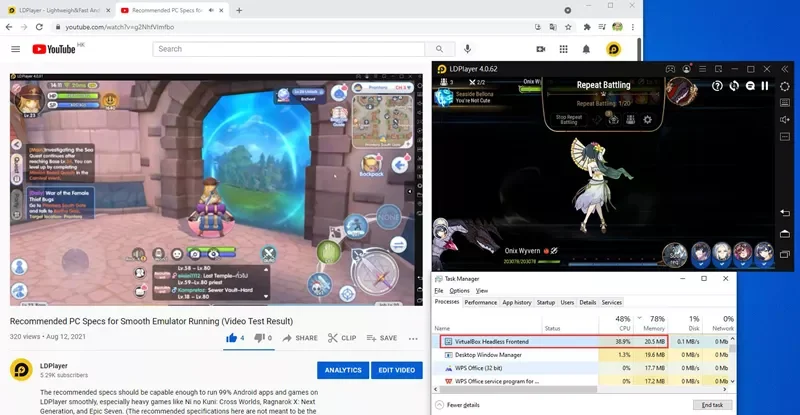 LDPlayer utilise moins de RAM pour prendre en charge le multitâche sur PC