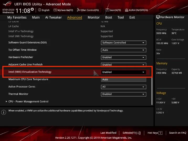 Как включить VT на компьютере или ноутбуке ASUS?